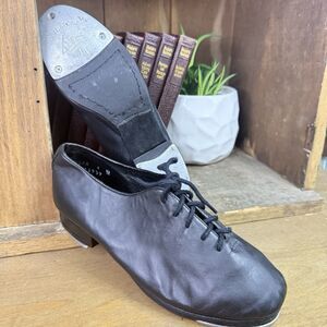 Leo’s 5038 Black Leather Lace Up Tap Shoes Womens 6M Ultratone